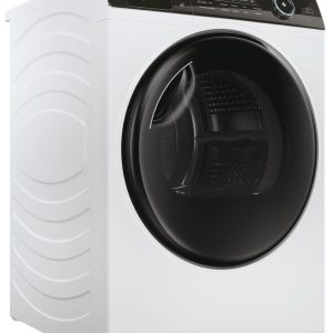 Haier Wärmepumpentrockner weiss HD90-A3TEAM5, 9 kg, Smart hOn App mit künstlicher Intelligenz, Ablaufschlauch