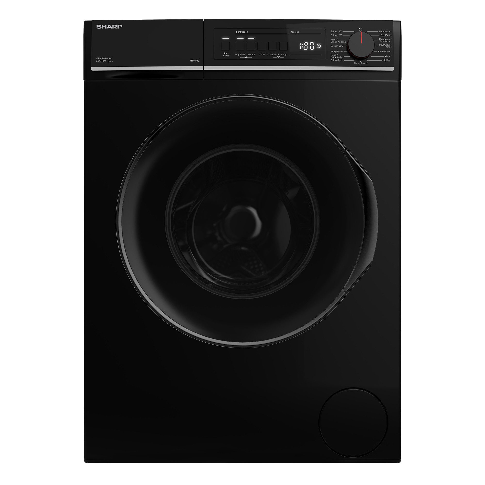 Sharp Waschmaschine ES-PRO814BA-DE, 8 kg, 1400 U/min, AllergySmart, Dampf, EcoLogic, 8 kg