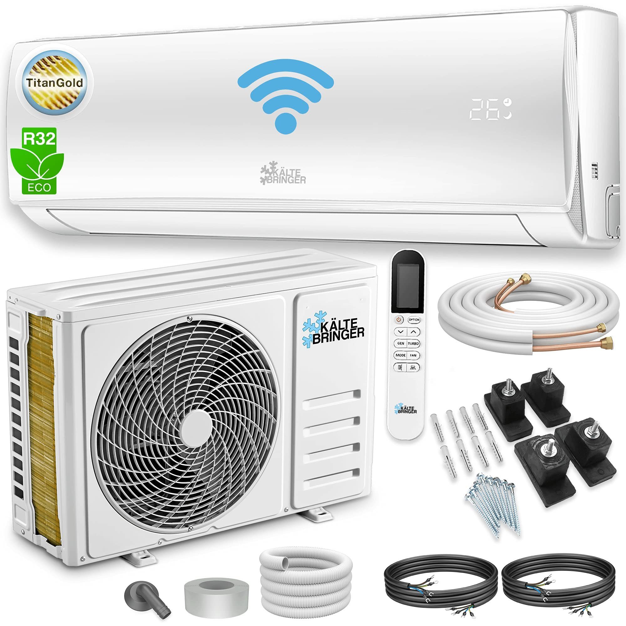Kältebringer Split-Klimagerät Split Klimaanlage Set, Inverter Split Klimaanlage, R32, 5,1kW, Kühlen/Heizen, Smart App, Set, Splitklimaanlage